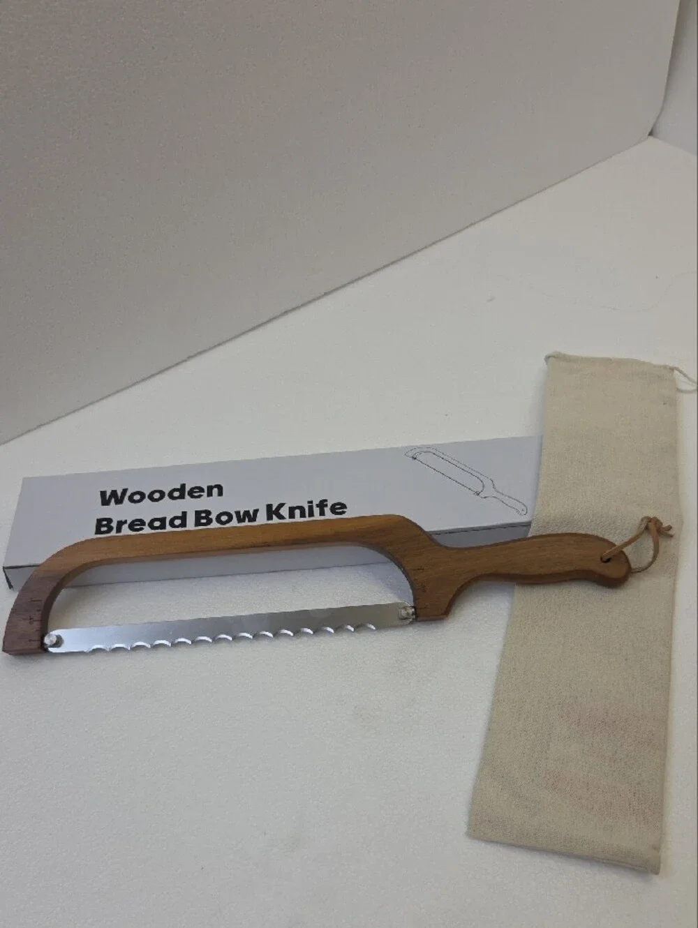 Wood Handle Bread Knife in Brown